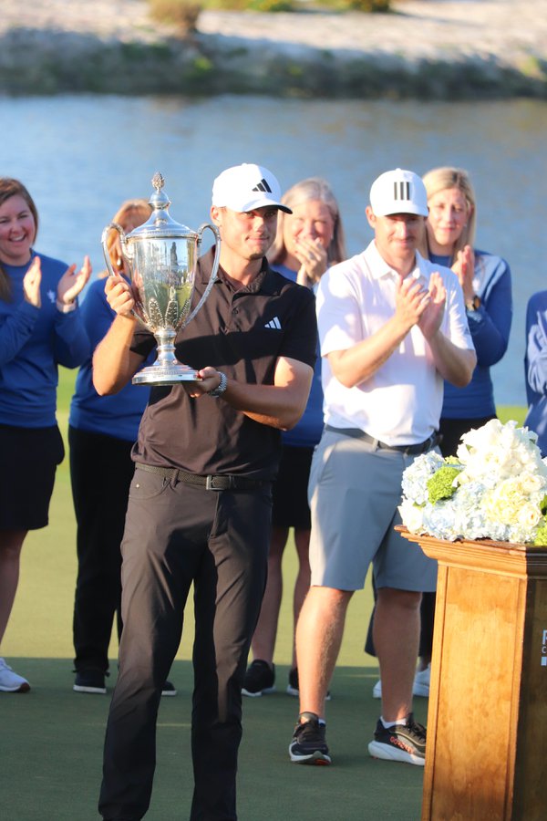 Ludvig Aberg with 2023 trophy